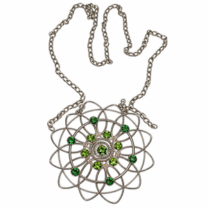 Collier doré avec maillons circulaires vert turquoise, bijoux géométriques modernes, fournisseur en gros - Product Image 5