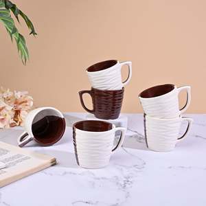 Handmade Glazed Ceramic <b>Mug</b> Set of 6 Terracotta Flow Brown Large Capacity <b>Tea</b> <b>Mugs</b> Microwave Safe Eco-Friendly INS Style - Product Image 5