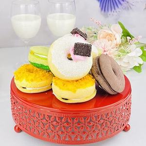 Support à gâteau décoratif moderne en métal doré, plateau de service rond sur piédestal pour cupcakes, pâtisseries, desserts et événements spéciaux - Product Image 2