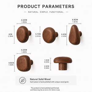 Wooden Round <b>Wall</b> Mounted Hanging <b>Hooks</b> & Rails Eco-Friendly Pre-Drilled Multifunction Clothing Organizer for Kitchen Home Use - Product Image 5