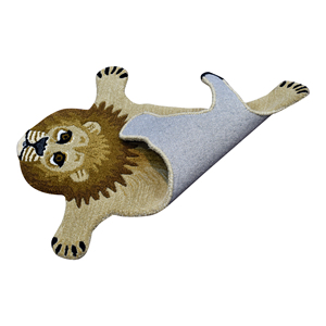 Tapis moderne en laine tufté à la main, en forme de lion, motif animalier, silhouette de peau de roi de la jungle, tapis d'appoint doux 3D grand format - Product Image 2