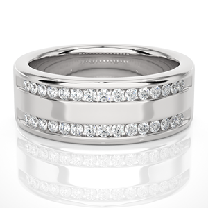 Anillo de Diamantes Cultivados en Laboratorio de Oro de 18K con Diseño de Lujo, Corte Redondo de 0.46CT, Tresenta Piedras, Joyería para Hombre para Exportación al por Mayor - Product Image 3