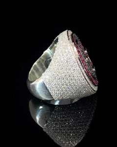 925 <b>Silver</b> Moissanite <b>Ring</b> Geometric Pave Gemstone Band Round Brilliant Cut Unisex Hiphop Jewelry for Wedding - Product Image 1