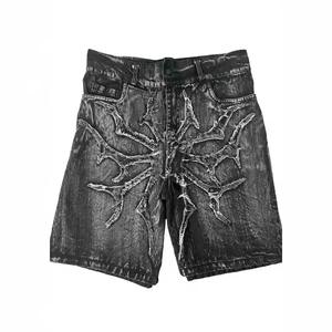 Shorts Bermuda en jean tendance pour homme, taille mi-haute, coupe droite ample, jambe large, braguette boutonnée, respirant et infroissable - Product Image 1