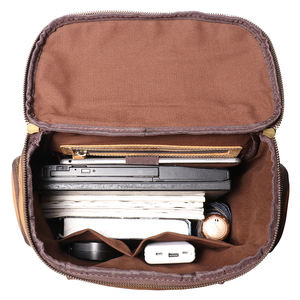 Sac à dos en cuir rétro pour homme, imperméable, grande capacité, sac à dos de voyage, cuir véritable, sac à dos vintage tendance, logo personnalisé OEM - Product Image 4