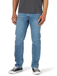 Jeans de Mezclilla para Hombre, Corte Recto, Cintura Media, Ajuste Regular, Lavado Oscuro, Algodón, Casuales, para Otoño, Disponibles para Venta en Línea - Product Image 6