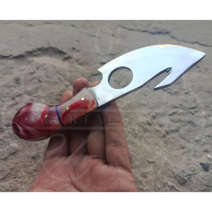 Cuchillo de caza estilo vaquero de acero inoxidable con mango de resina hecho a mano y gancho para desollar - Product Image 3