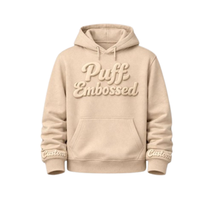 High Quality Custom Embossed Sweatshirt Custom <b>Hoodies</b> Oversized Men's White Blank Embossed <b>Hoodies</b> Men Puff Print Hoodie <b>Plain</b> - Product Image 1