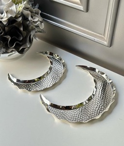 Vintage Decorative Moon Shape Silver Hand-Hammered Tray for Wedding & Ramadan Luxury Fruits Tray <b>Tabletop</b> Decorative Platter - Product Image 1