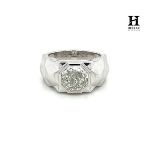Luxury Hexagon Cut lab grown diamond <b>Men's</b> <b>Ring</b> Geometric Solitaire Engagement Band Iced Out Hip Hop Pinky <b>Ring</b> for <b>Men</b> - Product Image 1