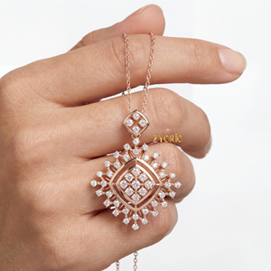 Pendentif en diamant de culture avec chaîne à maillons plaqué or, design moderne et durable pour un luxe élégant - Product Image 4