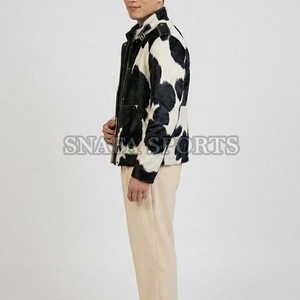 Latest Wholesale High Quality Custom Made Cowhide <b>leather</b> Skin Made Hair on <b>Leather</b> <b>Jackets</b> For <b>Men</b> Casual Wear - Product Image 3