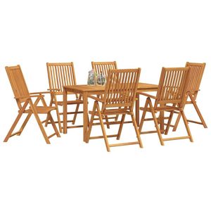 Juego de comedor de jardín plegable de madera maciza de acacia marrón de 7 piezas - Product Image 3