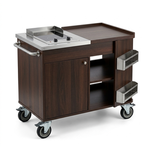 Modern Kitchen Cart With Wheels Dark Wood Finish 2 <b>Shelves</b> Portable Storage Cabinet - Product Image 6