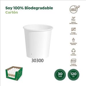 Disposable 120CC <b>Biodegradable</b> White Paper Cup Single Wall Style 30300 VASO CARTON <b>BIODEGRADABLE</b> BLANCO 120CC - Product Image 1