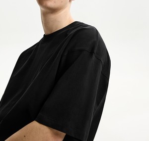 300GSM Black Boxy Drop Shoulder Men's <b>shirts</b> 100% Cotton Custom DTG Print Oversized Tee OEM <b>Y2K</b> Supplier - Product Image 3