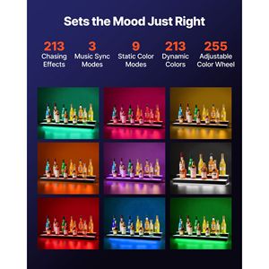 Estante de Pared Iluminado de Acrílico con Control Remoto RF, de 2 Niveles y 40 Pulgadas, con Luces LED para Exhibición de Botellas de Licor, para Bar en Casa, con Alimentación USB - Product Image 2