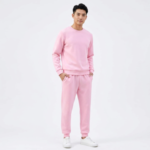 Survêtement rose pour homme en Spandex/Polyester écologique, col rond, manches longues, couleur unie, coupe classique, décontracté, pour l'hiver - Product Image 5