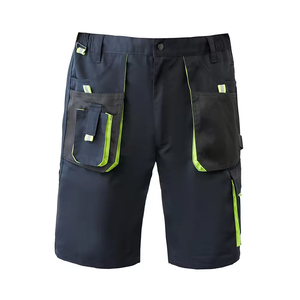 Shorts cargo en jean noir pour homme, taille mi-haute, style utilitaire avec grandes poches, bordure rouge, porte-outils, pantalon court robuste - Product Image 4