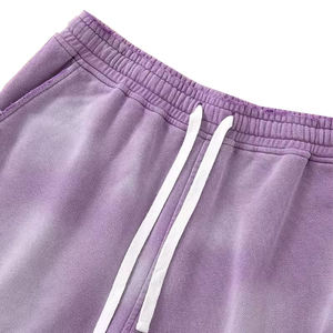 Shorts de survêtement amples pour hommes en molleton de coton épais rose, style streetwear, avec imprimé graphique étoile flamme, vente en gros - Product Image 6