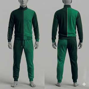 ชุดวอร์มผู้ชายสีเขียวแบบ Color Blocking เสื้อแจ็คเก็ตซิปเต็มตัว กางเกงจ็อกเกอร์ ผ้าโพลีเอสเตอร์ระบายอากาศ ใส่ได้ในฤดูใบไม้ร่วง สวมใส่สบาย ทรงปกติ - Product Image 1