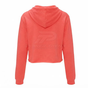 Haut court à capuche en tissu brossé doux pour femme, respirant, avec logo frontal, léger, à manches longues, idéal pour la gym, la course et la mode urbaine - Product Image 2