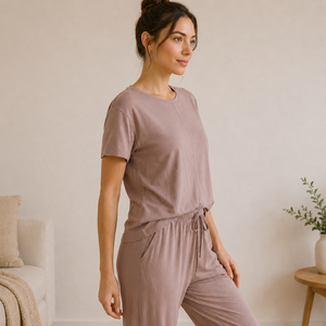 Ensemble de pyjama pour femmes en deux pièces, polyester viscose certifié OEKOTEX, doux, anti-boulochage - Product Image 2