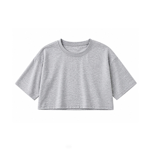 Wholesale Women Crop T Shirt Casual Loose Fit Summer Short Sleeve Basic Tee Fashion Top Supplier - Product Image 3