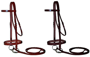 Bridon de cheval classique en cuir anatomique italien, en cuir plat de qualité avec rênes lacées, équipement d'équitation à vendre - Product Image 6