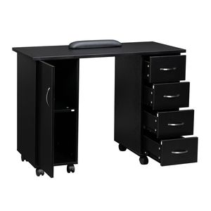 Tavolo Moderno Nero per Manicure con Cassetto, Set di Mobili per Salone in Legno a Doppio Bordo - Product Image 2