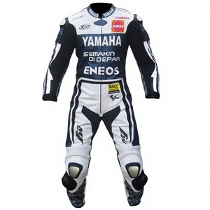 Combinaison de course MotoCP Jorge Lorenzo Ramaha 1 pièce en cuir de vachette/canguro pour moto, combinaison de piste/conduite MotoCp pour motards de niveau - Product Image 1