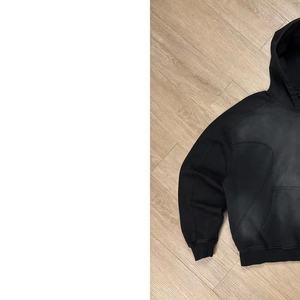 Sudadera con capucha para hombre, corte regular, estilo patchwork, efecto desgastado por el sol, lavado ácido, 350g, forro polar 100% algodón, transpirable para invierno - Product Image 6