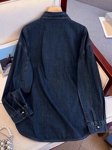 เสื้อเชิ้ตเดนิมผ้าทวิลย้อมเส้นด้ายแบบสบายๆ สำหรับผู้ชาย น้ำหนักเบา เป็นมิตรกับสิ่งแวดล้อม แขนยาว ติดกระดุม มีกระเป๋าเดียว แฟชั่นสตรีทแวร์ - Product Image 6