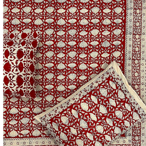 Cotton King Flat Bed Jaipur Hand Block Print Eco Friendly Soft Breathable Durable 200TC All Season <b>Bedding</b> <b>Set</b> Boho Design Home - Product Image 1