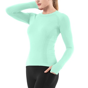 T-shirt de sport haute élasticité pour femme, haut de compression respirant en mélange de spandex, chemise de gym unie, vêtement de sport - Product Image 5