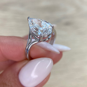 Anillo de compromiso unisex con diamante de corte pera ovalado, engaste de púas, 4 quilates, cultivado en laboratorio, certificado IGI, para boda, 14k, Vermeil, para fiesta - Product Image 2