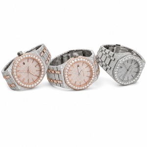 Reloj de lujo de primera calidad para hombre, de acero inoxidable, con diamantes, analógico, de cuarzo, con caja redonda y correa. - Product Image 2