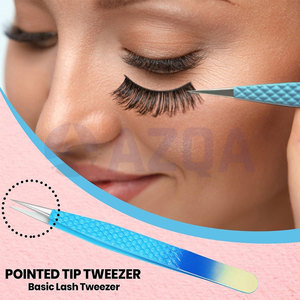 Professional Stainless Steel Multi Color Eyelash Extension Tweezers Set Straight Curved Volume Tip for <b>Lash</b> Styling & Extension - Product Image 4