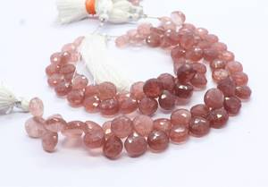 Cuarzo Rosa Natural Facetado en Forma de Corazón, Briolette de 8 Pulgadas, Cuentas de Cuarzo Rosa de 9-10MM, Venta al Por Mayor - Product Image 3