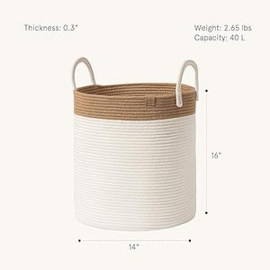Cestas Redondas de Almacenamiento de Cuerda de Algodón Tejida, Plegables, Personalizadas, Libres de Químicos, de Larga Duración, con Asa, Diseño Moderno y Elegante, Gran Venta - Product Image 2