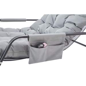 Sedia moderna in stile Extra-largo con accento grigio, in pelle tecnica, con imbottitura a dondolo, sedia reclinabile per soggiorno - Product Image 6