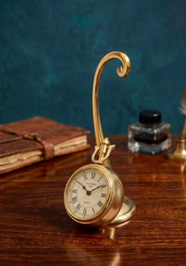 Suspended Brass Pendulum <b>Table</b> <b>Clock</b> Vintage Nautical Roman Numeral Timepiece Antique Mantel Office Decor - Product Image 2