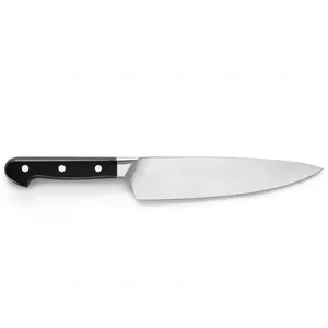 Cuchillo de Chef Clásico de 8 Pulgadas, Hoja Plateada, Mango Negro con Tres Remaches, Cuchillo de Cocina para Cortar Frutas y Verduras, Preparación Diaria de Alimentos - Product Image 1