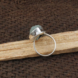 Anillo de Plata de Ley 925 Hecho a Mano con Aguamarina Natural, Gema Auténtica, Joyería Artesanal Vintage, Regalo de Boda para Mujer, Venta al Por Mayor - Product Image 2