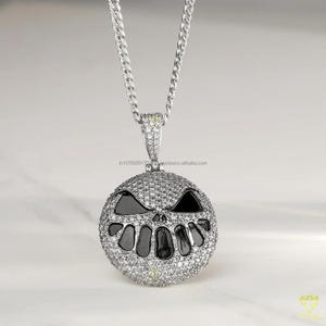 High Shine Cartoon Face Pendant Necklace Featuring Round Moissanite Diamonds In Solid 925 Silver Hip Hop Jewelry - Product Image 4