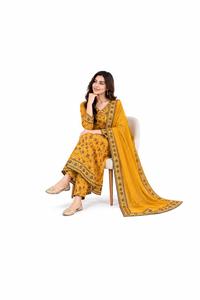 Conjunto de Salwar Kameez para Mujer, Estampado Floral, Cuello en V, Traje de Algodón Puro con Dupatta, Ropa Casual para Bodas - Product Image 1
