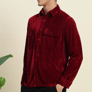 เสื้อเชิ้ตกำมะหยี่ผู้ชาย นุ่มสบาย ดีไซน์หรูหรา แขนยาว สไตล์ลำลอง แฟชั่นขายดี - Product Image 3