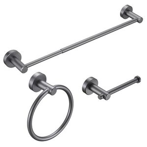 Set di Accessori Bagno in Alluminio Spesso Grigio Canna di Fucile, 3 Pezzi, con Portasciugamani Regolabile da 16-27 Pollici, Accessori Bagno di Qualità - Product Image 1