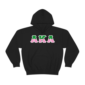 Sudadera con Capucha de Dos Tonos con Letras AKA, Sudadera de Forro Polar Premium, Ropa Personalizada para Hermandades Griegas, para Mujer, en Negro, Verde y Rosa - Product Image 1
