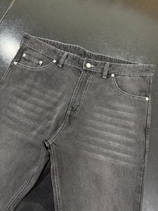 Custom Men's Fall American Fashion Brand <b>Pants</b> Loose Retro Slim Micro Wide Long Split Design Printed <b>Old</b> Washed Jeans Style - Product Image 3